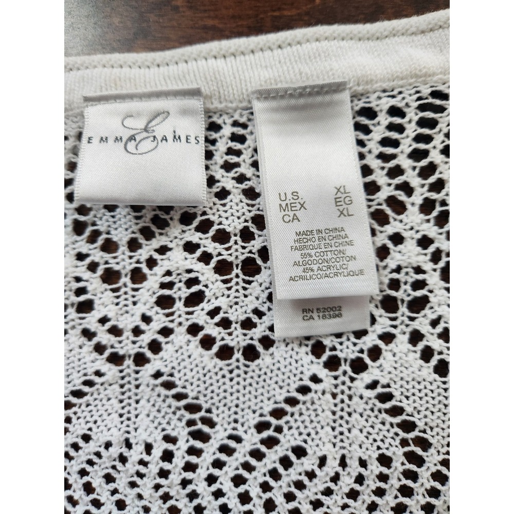 Emma James Vintage Cottagecore Open Knit Button-Front Cardiaan -‎ lvory XL - Picture 2 of 6